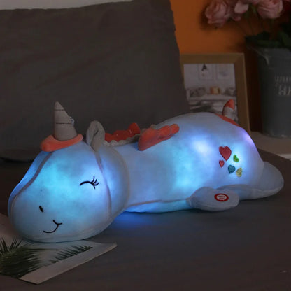 120CM Cute Glowing LED Light Unicorn Plush Toys Lovely Luminous Animal Unicorn Pillow Stuffed Dolls for Children Kids Gifts