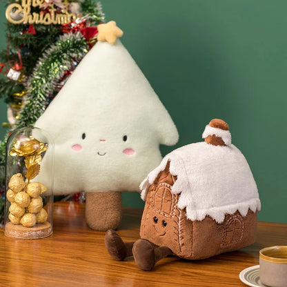 Christmas Ginger Bread Plush Pillow Stuffed Chocolate Cookie Cabin House Decor Cushion Funny XMas Tree Party Decor Doll Plushie