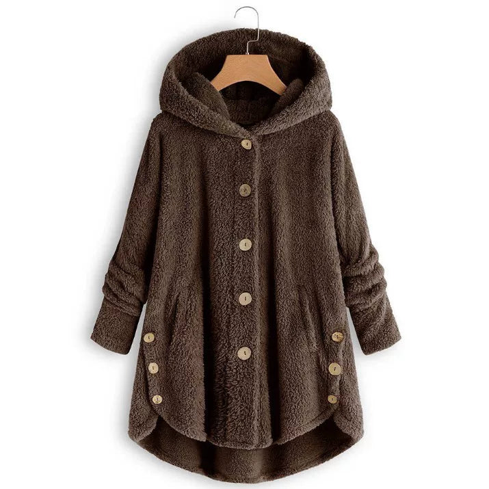 Fashion Trend Autumn and Winter Press-pleated Printed Turn-collar Long-sleeved Shirt Two-piece Furry Coat