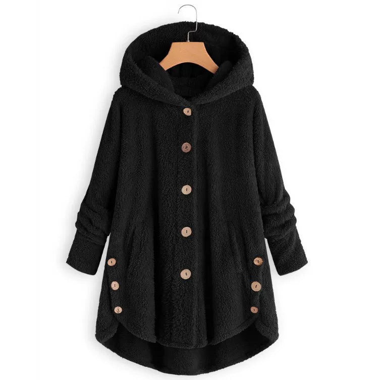 Fashion Trend Autumn and Winter Press-pleated Printed Turn-collar Long-sleeved Shirt Two-piece Furry Coat