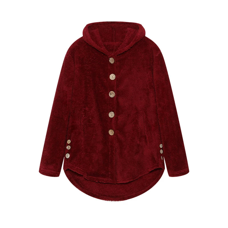 Fashion Trend Autumn and Winter Press-pleated Printed Turn-collar Long-sleeved Shirt Two-piece Furry Coat