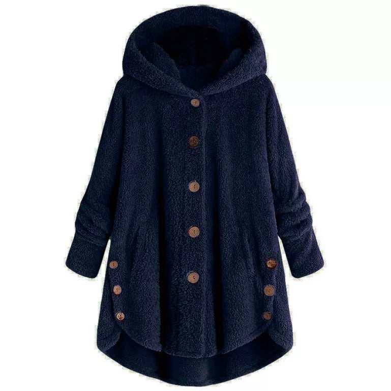 Fashion Trend Autumn and Winter Press-pleated Printed Turn-collar Long-sleeved Shirt Two-piece Furry Coat
