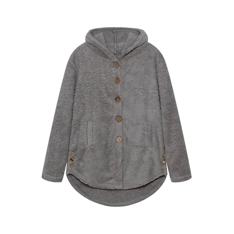 Fashion Trend Autumn and Winter Press-pleated Printed Turn-collar Long-sleeved Shirt Two-piece Furry Coat