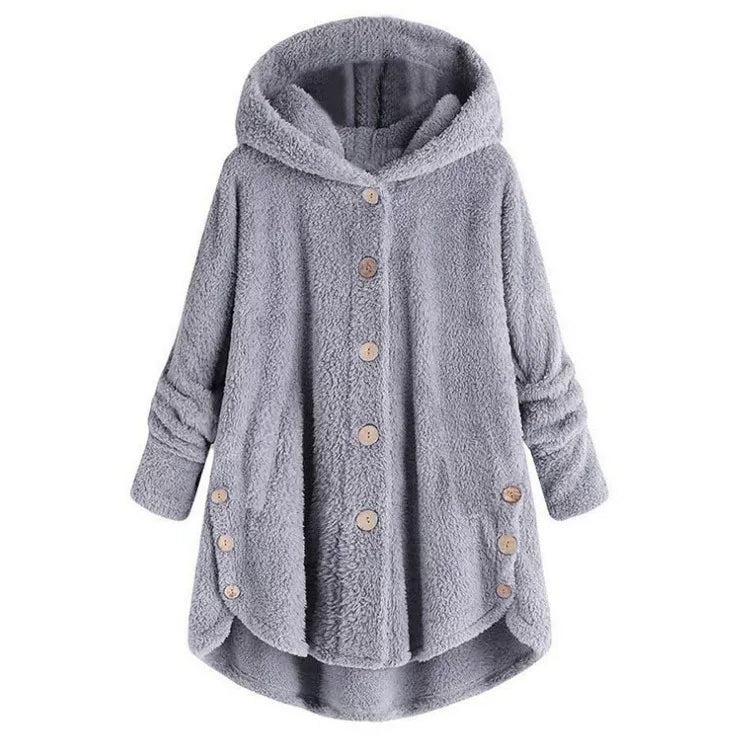 Fashion Trend Autumn and Winter Press-pleated Printed Turn-collar Long-sleeved Shirt Two-piece Furry Coat