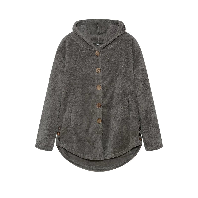 Fashion Trend Autumn and Winter Press-pleated Printed Turn-collar Long-sleeved Shirt Two-piece Furry Coat