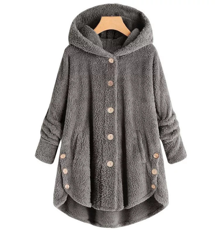 Fashion Trend Autumn and Winter Press-pleated Printed Turn-collar Long-sleeved Shirt Two-piece Furry Coat