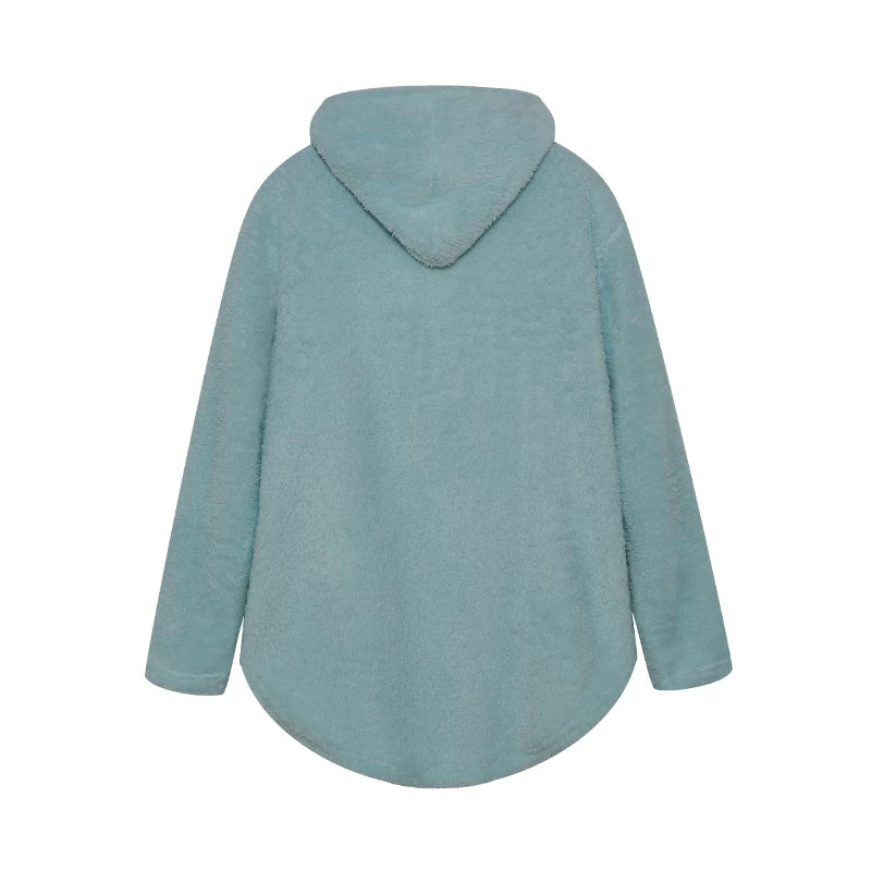 Fashion Trend Autumn and Winter Press-pleated Printed Turn-collar Long-sleeved Shirt Two-piece Furry Coat