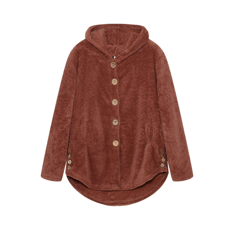 Fashion Trend Autumn and Winter Press-pleated Printed Turn-collar Long-sleeved Shirt Two-piece Furry Coat