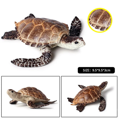 Oenux Ocean Animals  Leatherback Tortoise Turtle Growth Cycle Sea Life Model Figurines Action Figures PVC Education Kid Toy Gift