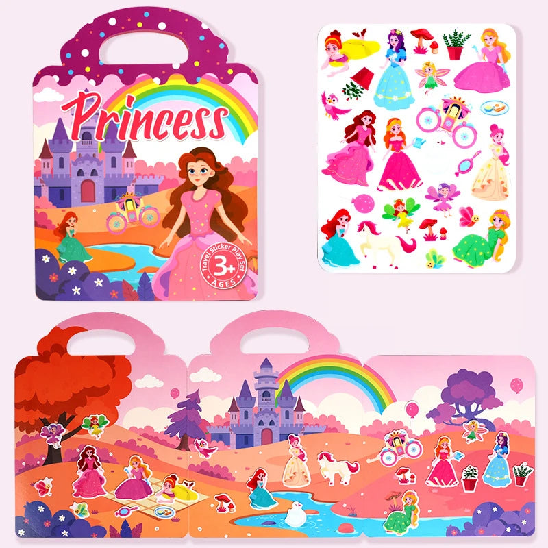 1 Book Jelly Sticker Book Quiet Book DIY Fun for Children's Scene Stickers Repeatedly Paste Puzzle Sticker Book