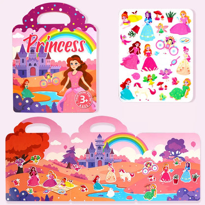 1 Book Jelly Sticker Book Quiet Book DIY Fun for Children's Scene Stickers Repeatedly Paste Puzzle Sticker Book