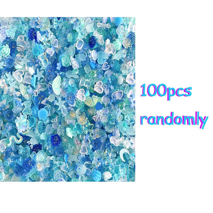 100PCS Random Mixed Strawberry Flowers Nail Charms Sweet Resin Flatback Moon Nail Art Decoration Accessories Manicure DIY