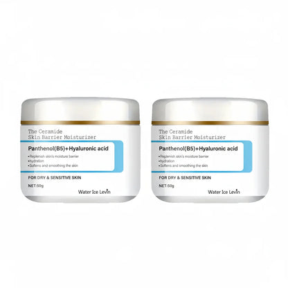 Ceramide Barrier Moisturizer Panthenol Hyaluronic Acid. Instantly Lifts Firms. Hydrates Smooths. Dry Sensitive Skin Relief.