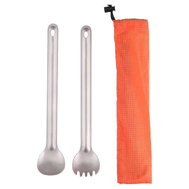 Tiartisan Titanium Long Handle Spork Spoon Cutlery Ultralight Tableware Outdoors Portable Dinnerware Camping Equipment