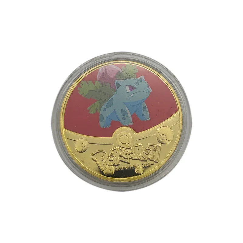 Anime Gold Plated Gold Coin Game Commemorative Coin Pikachu Mewtwo Charizard Gold Coin Game Collection childrens gift