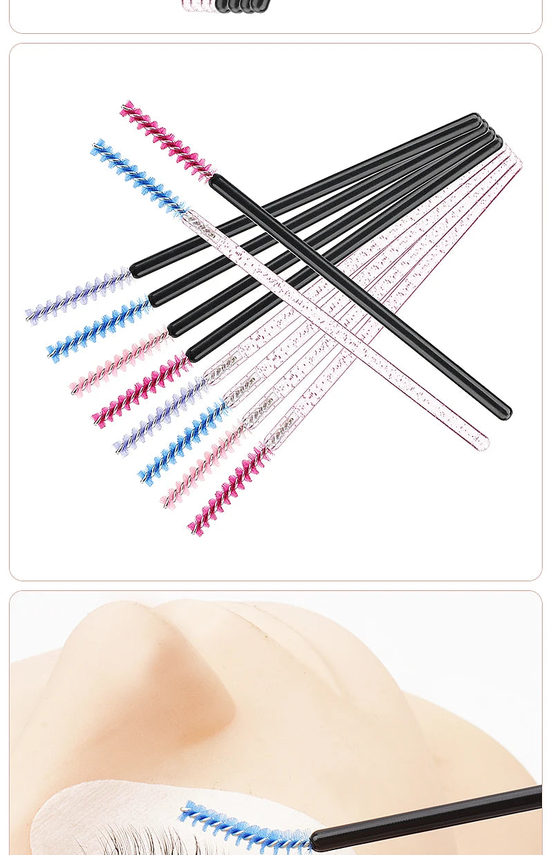 50 Pcs Eyelash Brushes Disposable Crystal Eyebrow Brush Mascara Wand Eye Lash Cosmetic  Lashes Extension Makeup Tools