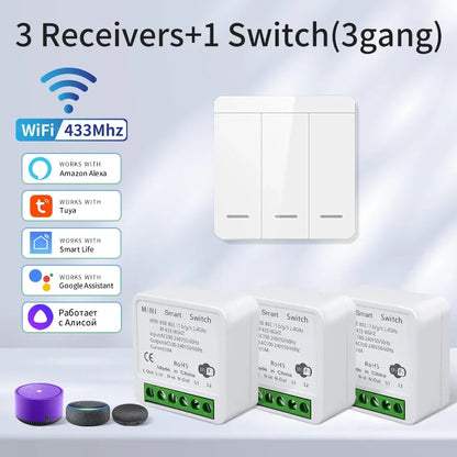 Tuya Smart WiFi Switch For Lighting RF 433MHz Wireless Switch Smart Life APP Voice Control Work With Alice Alexa Google Home