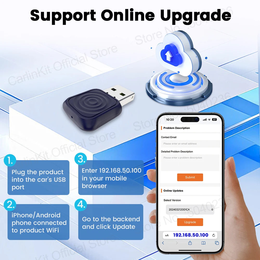 CarlinKit 5.0 Mini Ultra Wireless Adapter Wireless CarPlay Android Auto For OEM Car Plug and Play WiFi Bluetooth Auto Connection