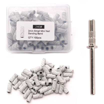 100pcs 3.1mm Mini Sanding Bands Kits Nail Drill Bits Mandrel Sets Electric Manicure Accessories Tool Dead Skin Remover