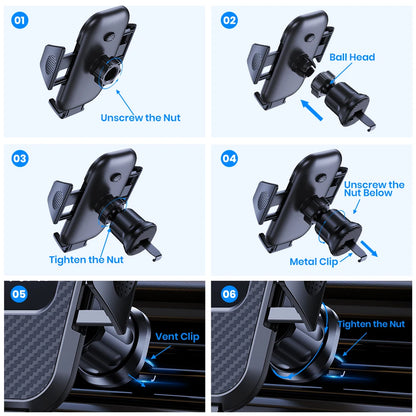 Car Phone Holder Mount,TOPK Upgrade Auto Locking Universal Phone Stand Holder with Hook Clip for Car Air Vent for iPhone Samsun