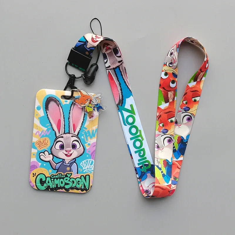 Hot Disney Anime Zootopia 2 Lanyard Card student Judy Nick cute card Bus Card holder certificate lanyard cartoon keychain  Gifts