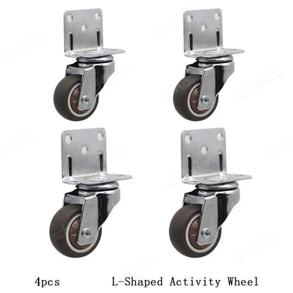4Pcs L-shaped Furniture Caster 1-2 inch Universal Soft Rubber Wheel For Platform Trolley Chair Accessory Swivel Caster Household
