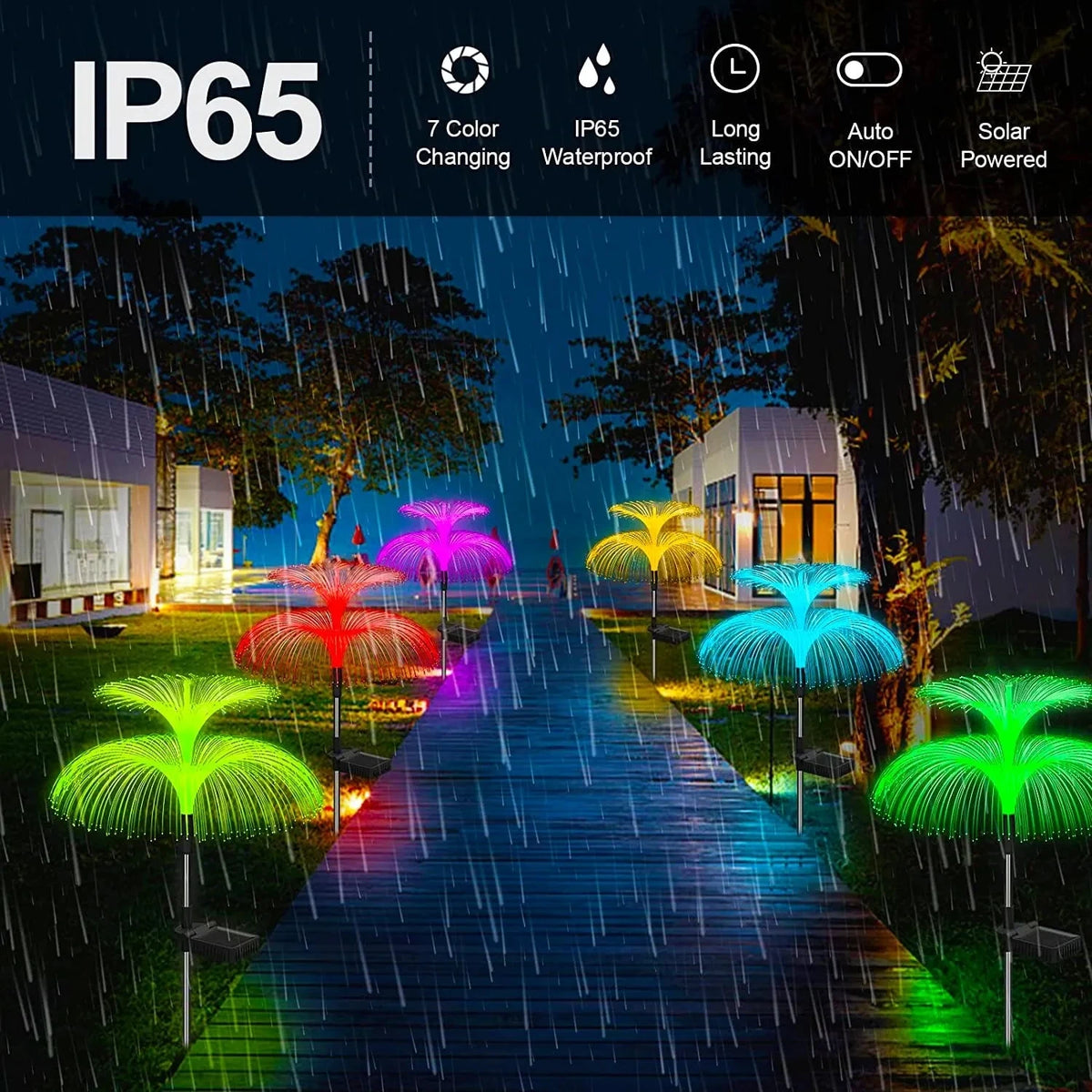 1-10pcs 7Color Changing Outdoor Lamp Solar Jellyfish Lights Waterproof Pathway Lawn Garden Decor Lighting