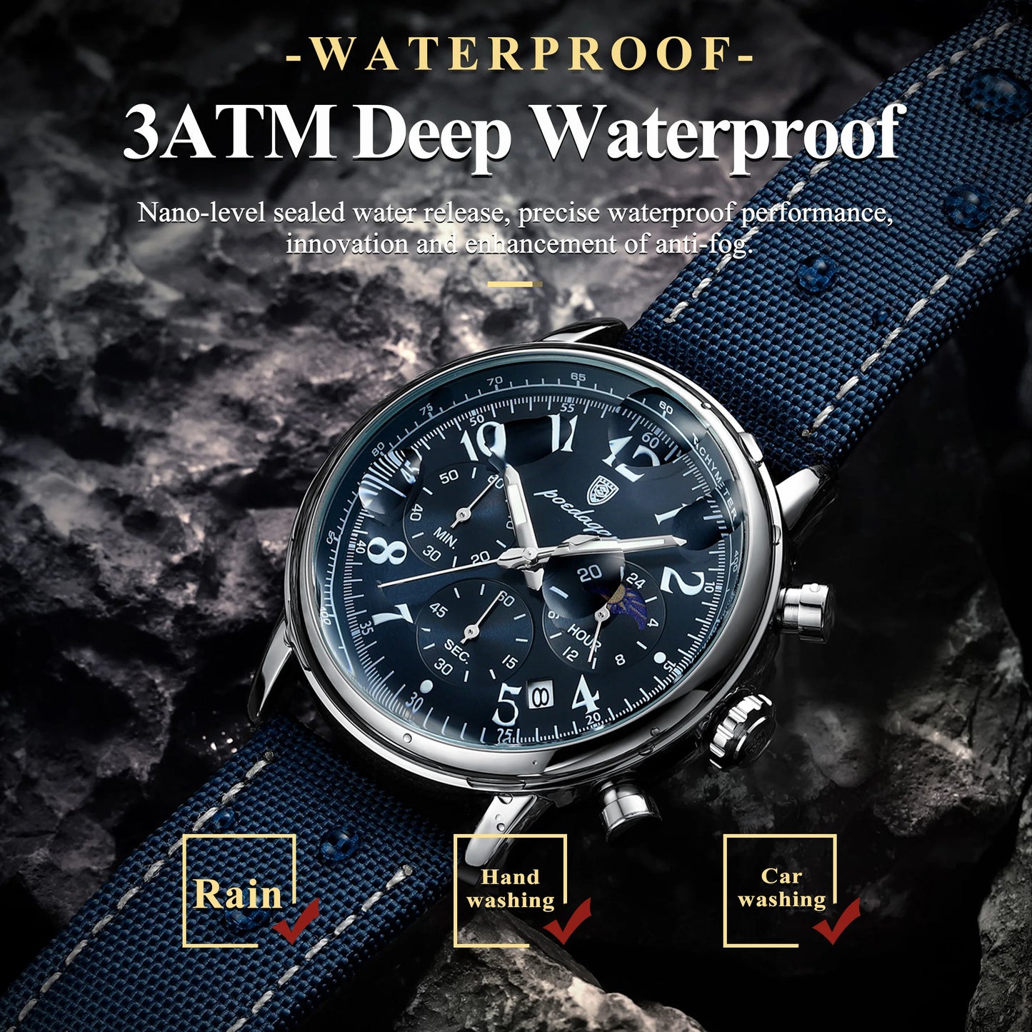 POEDAGAR Luxury Sports Men Watch Waterproof Luminous Leather Quartz Man Wristwatch Chronograph Date Military Men's Watches Reloj
