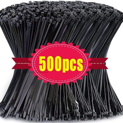 1000/100Pcs Plastic Nylon Cable Ties Self-locking Cord Ties Straps Adjustable Cables Fastening Loop Home Office Wire Zip Ties