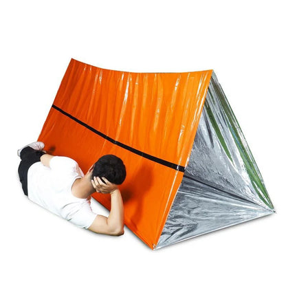 2 Person Emergency Shelter Bivy Survival Tent Kit Mylar Tube Tent Sleeping Bag Waterproof Outdoor SOS Thermal Blanket Reusable