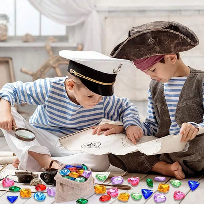 100pcs DIY Pirate Treasure Gem Toys Fake Acrylic Sparkling Gem Diamond Toys Colorful Beach Gemstones Pirate Jewelry Toys