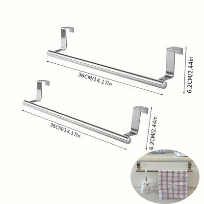 Towel Rack Over Door Towel Bar Hanging Holder Stainless Steel Bathroom Kitchen Cabinet Towel Rag Rack Towel Hanger