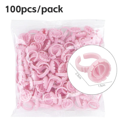 AILEISHI 100Pcs Disposable Eyelash Glue Fan Cup Rings Holder Container Tattoo Pigment Eyelash Extension Tools Lash Supplies