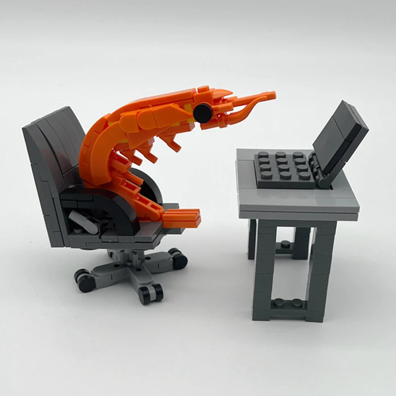 MOC Building Block Shrimp Model Figurines Puzzle Assembly Kit for Boys And Girls Internet Celebrity Creative Parodies Toy