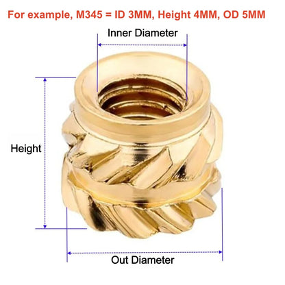Heat Embedment Inserting Nuts M3 M4 M5 Threaded Knurled Brass Hot Melt Screw Nut For 3D Printer Voron 2.4 And Others
