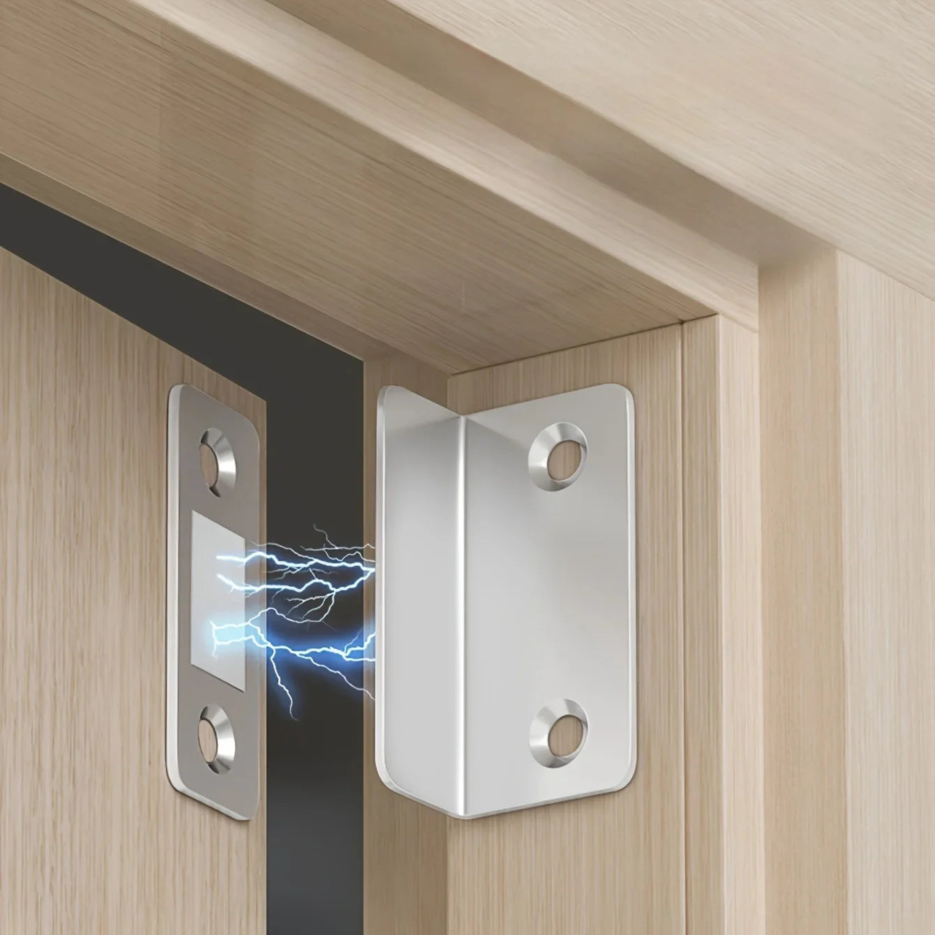 1pair Magnetic Door Catch Latch-Invisible Strong Adhesion, Drill-Free Mount, Seamless Release- Ideal for Cabinets, Sliding Doors
