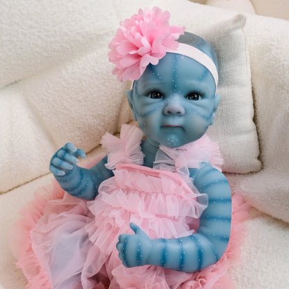 NPK 19-inch Full Body Bettie Avatar Collectible Art Doll - Soft Silicone Bebe Bath Toy Waterproof Hand-Painted Details
