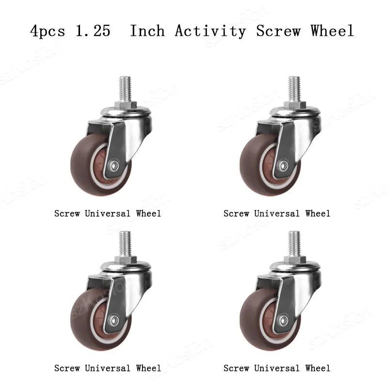 4 Pcs 1.25 Inch Stem Caster Wheels TPR Screw Lever Universal Castors Swivel Stem Wheels with M6 Thread Rods for Carts Furniture