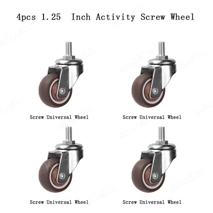 4 Pcs 1.25 Inch Stem Caster Wheels TPR Screw Lever Universal Castors Swivel Stem Wheels with M6 Thread Rods for Carts Furniture