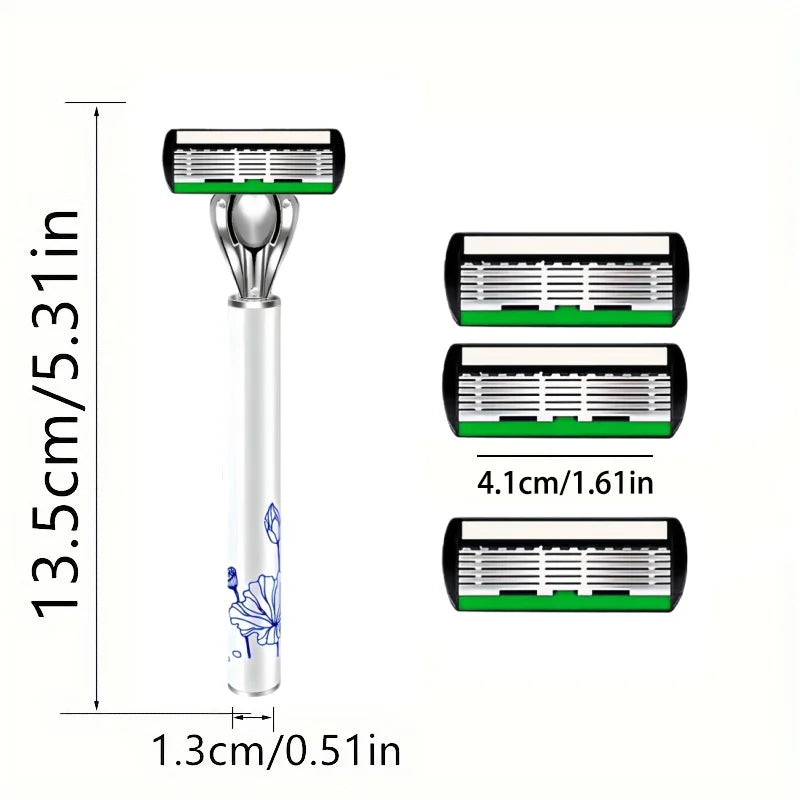 High Quality Men Safety Razor 6-Layer Germany Stainless Steel Shaving Blades Manual Shaver Replacing Cutter Head