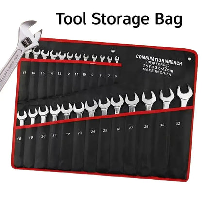 25 Slots Wrench Storage Roll Up Bag Portable Heavy Duty 6-32mm Woven Tool Organizer Pouch Tool Storage Bag Wrench Holder
