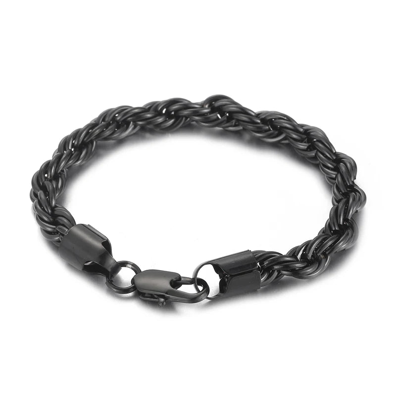 4/6/8mm Stainless Steel Bracelets For Men Women Gold Color Twisted Rope Link Chain Bracelets On the Hand Jewelry Gifts