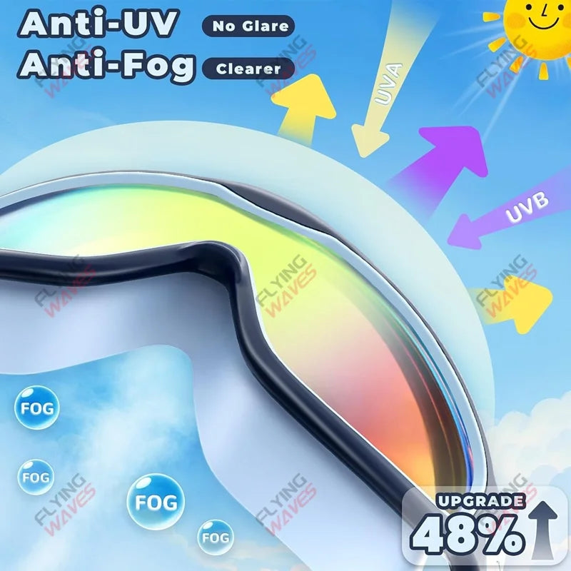 Colorful Kids Swim Goggles Wide Vision Anti-UV Anti-Fog No Leak Pool Swimming Accessories for Boys Girls Youth Toddler Age 3-15