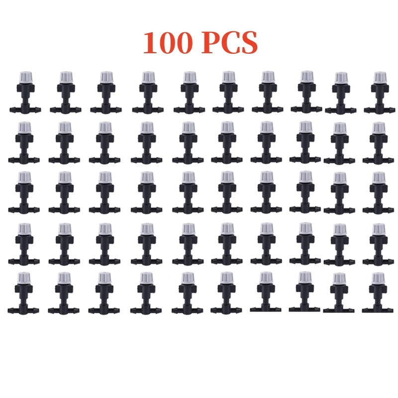 100/10PCS Plastic Watering Irrigation Garden Misting Sprinkler Heads Nozzle W/ Tee Joints for Misting Watering Irrigation System