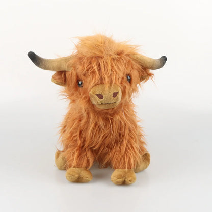 Simulation Highland Cow Animal Plush Doll Soft Stuffed Highland Cow Cattlle Plush Toy Plushie Gift for Kids Boys Girls