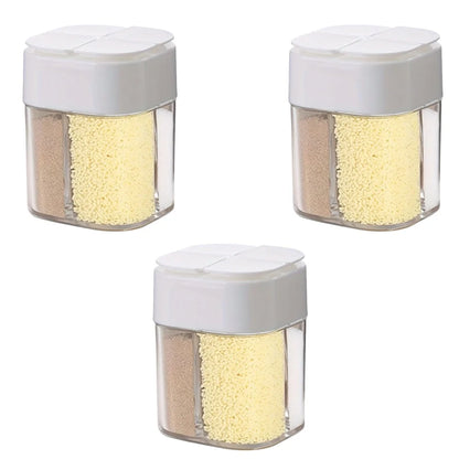 4in1 Camping Seasoning Shaker Multi-Purpose Spice Jar with Lid 4-Compartment For Outdoor BBQ Cooking Salt Pepper Storage Box