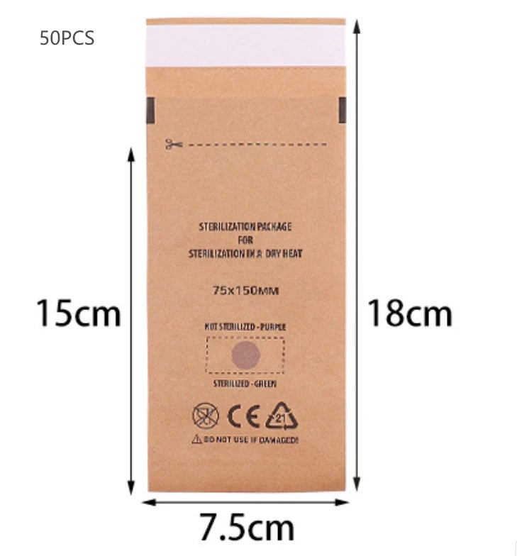 50/100Pcs Kraft Paper Bag Disposable Sterilization Disinfection Bag Nail Tools Sterilizer Manicure Bags sterilization Pouch