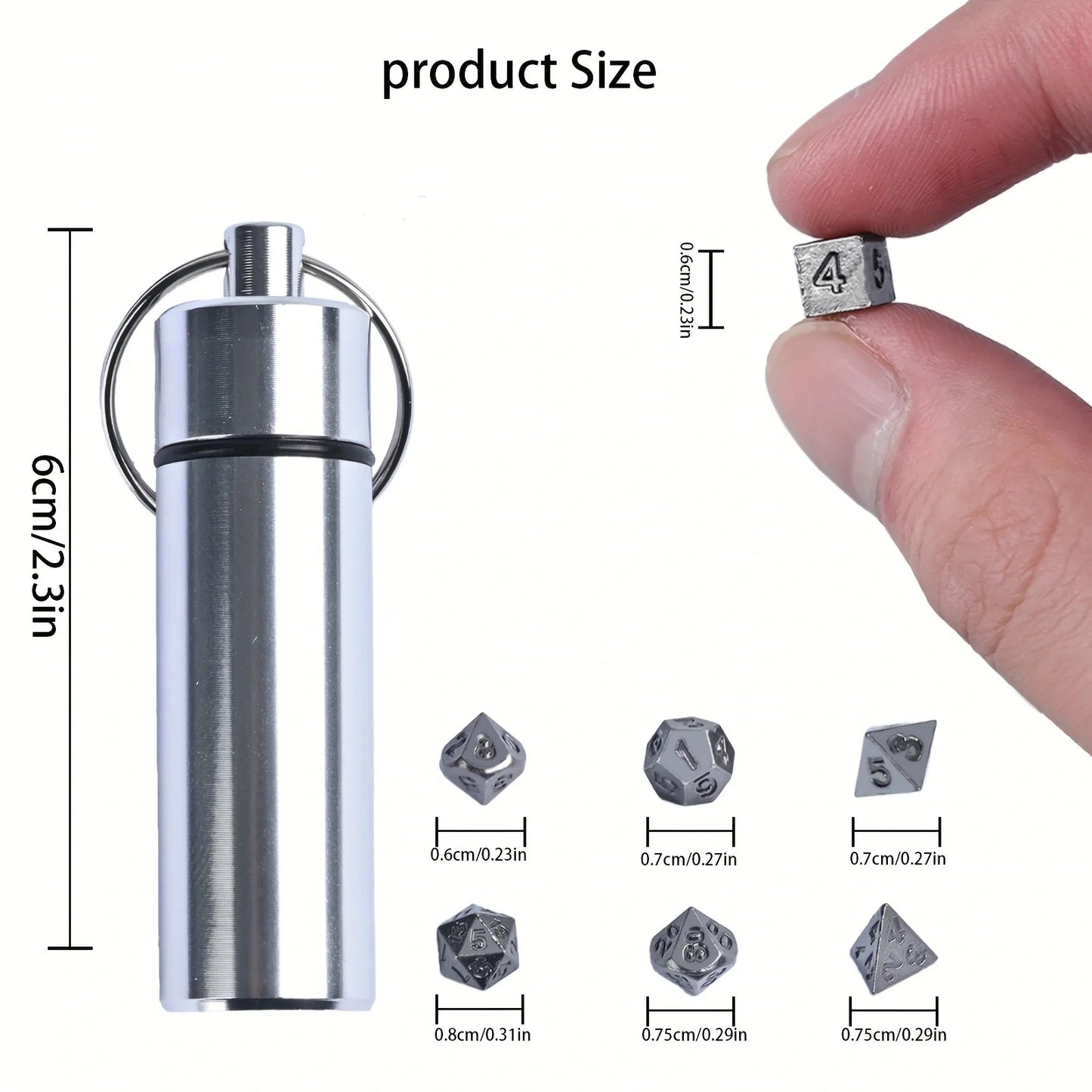 7pcs DND  Mini Antique Iron Dice Set, Bronze Polyhedral Metal Game Dice Set, Tiny Portable Dice For Game Player