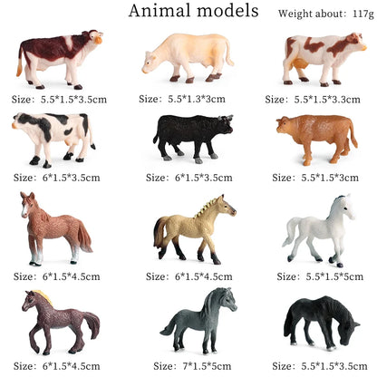 Oenux Montessori Toy Wild Farm Dinosaur Ocean Cat Animals Model Action Figure Zoo Figurines Cute Miniature Education Kid Gift