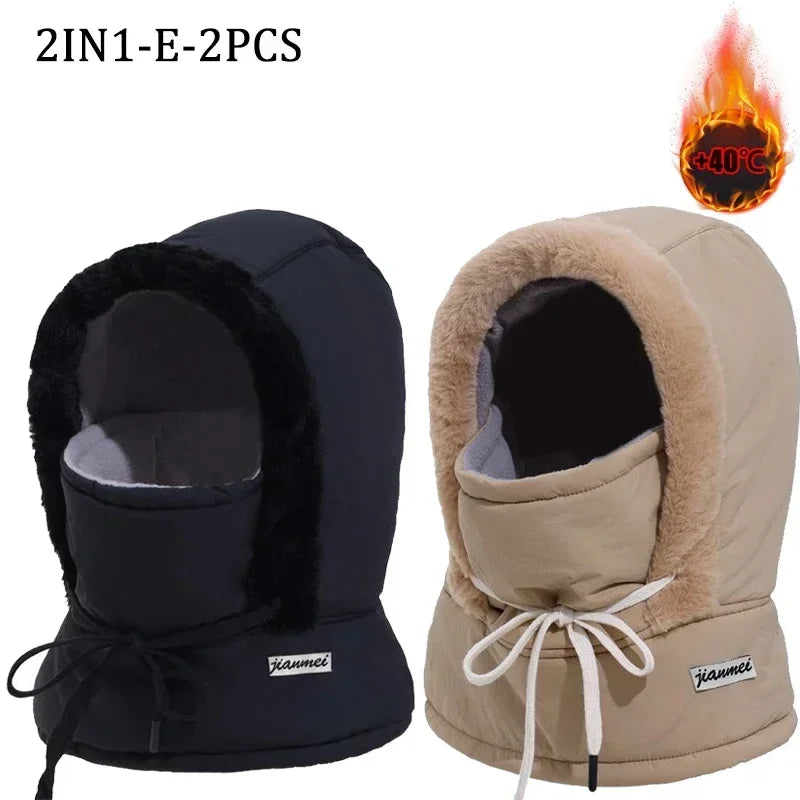 Cold Weather Thermal Balaclava Scarf Winter Windproof Hood Hat Plush Neck Warmer Ski Face Mask for Outdoor Activities